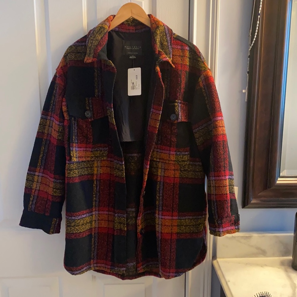 Sanctuary Shacket. Size M. Red, Yellow, purple, black. Never worn